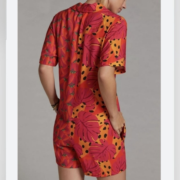 NWT FARM Rio Anthropologie Hot Chili Peppers and Palm Leaves Banana Romper XL - Picture 2 of 4